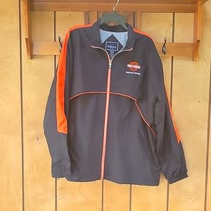 Harley-Davidson Black Windbreaker with Orange Stripes